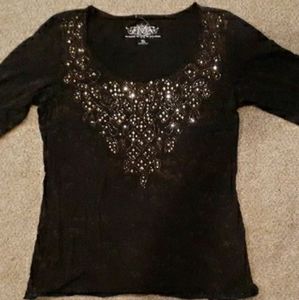 Maurices sheer, metal studded long sleeve